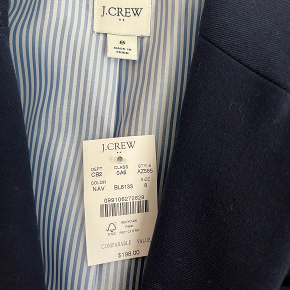 J. Crew Factory Original Schoolboy Navy Blazer with Blue-White Striped Lining - Picture 3 of 4
